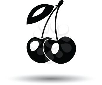 Icon of Cherry. White background with shadow design. Vector illustration.