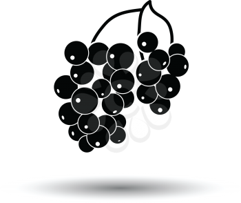 Icon of Black currant. White background with shadow design. Vector illustration.