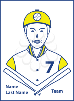 Baseball card icon. Thin line design. Vector illustration.
