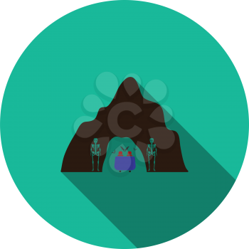 Scare cave in amusement park icon. Flat color design. Vector illustration.