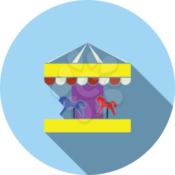 Children horse carousel icon. Flat color design. Vector illustration.