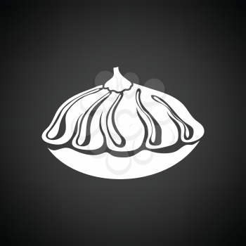 Bush pumpkin icon. Black background with white. Vector illustration.