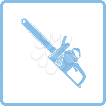 Chain saw icon. Blue frame design. Vector illustration.