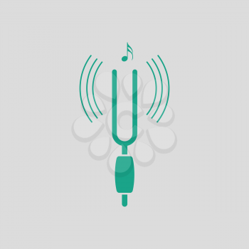 Tuning fork icon. Gray background with green. Vector illustration.