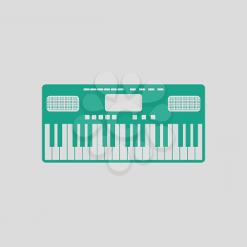 Music synthesizer icon. Gray background with green. Vector illustration.