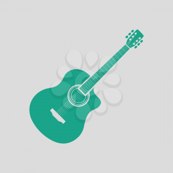 Acoustic guitar icon. Gray background with green. Vector illustration.