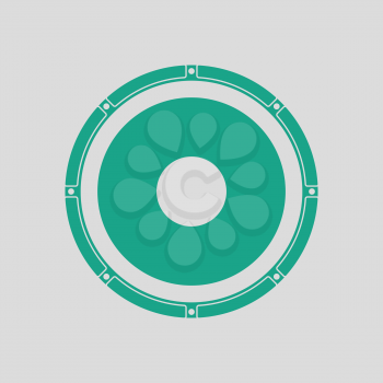 Loudspeaker  icon. Gray background with green. Vector illustration.
