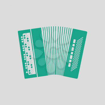 Accordion icon. Gray background with green. Vector illustration.