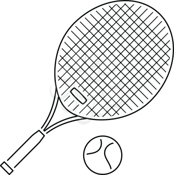 Icon of Tennis rocket and ball . Thin line design. Vector illustration.