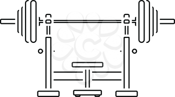 Icon of Bench with barbell. Thin line design. Vector illustration.