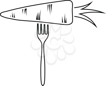 Icon of Diet carrot on fork . Thin line design. Vector illustration.
