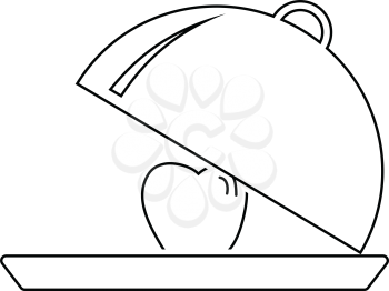 Icon of Apple inside cloche . Thin line design. Vector illustration.