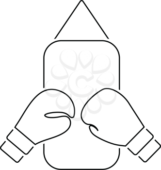 Icon of Boxing pear and gloves. Thin line design. Vector illustration.