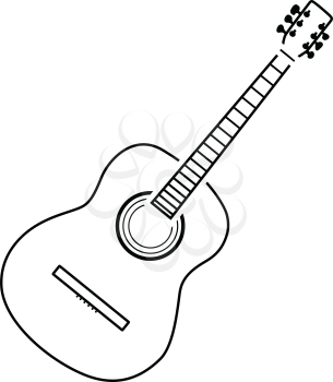 Acoustic guitar icon. Thin line design. Vector illustration.