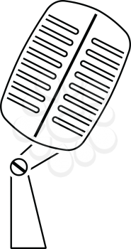 Old microphone icon. Thin line design. Vector illustration.