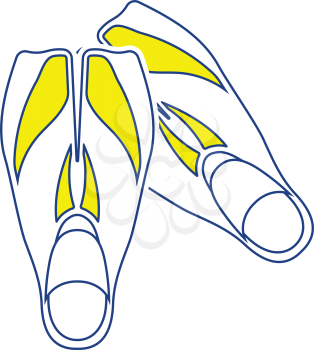Icon of swimming flippers . Thin line design. Vector illustration.