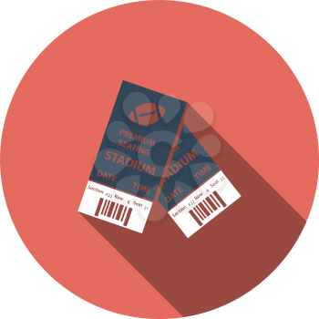 American football tickets icon. Flat color design. Vector illustration.
