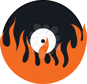 Flame vinyl icon. Flat color design. Vector illustration.