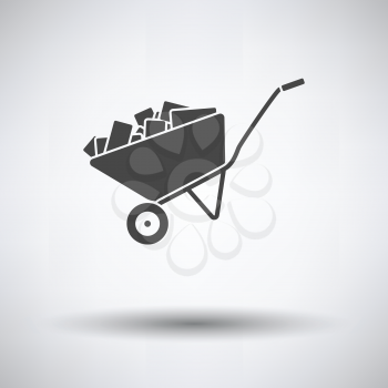 Icon of construction cart  on gray background, round shadow. Vector illustration.
