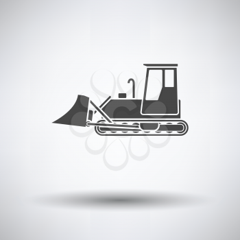 Icon of Construction bulldozer on gray background, round shadow. Vector illustration.