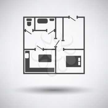 Icon of apartment plan on gray background, round shadow. Vector illustration.