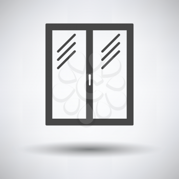 Icon of closed window frame on gray background, round shadow. Vector illustration.