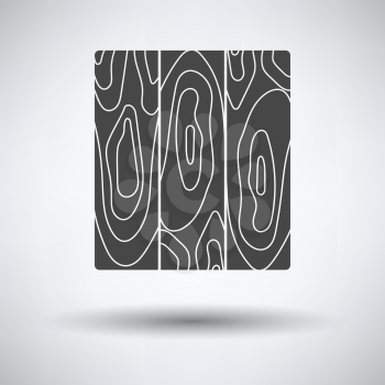 Icon of parquet plank pattern on gray background, round shadow. Vector illustration.