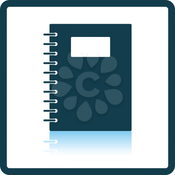 Exercise book with pen icon. Shadow reflection design. Vector illustration.