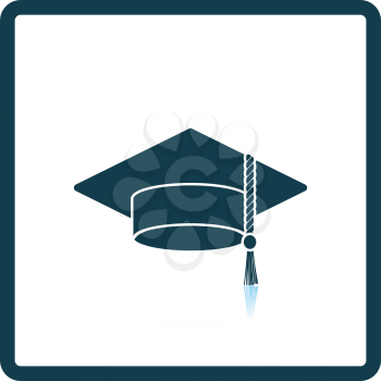 Graduation cap icon. Shadow reflection design. Vector illustration.