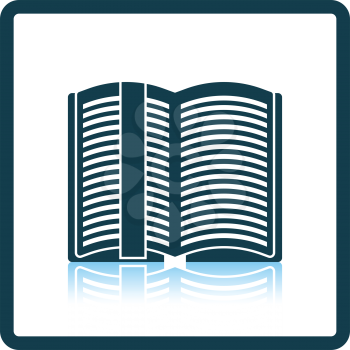 Open book with bookmark icon. Shadow reflection design. Vector illustration.