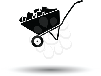 Icon of construction cart . White background with shadow design. Vector illustration.