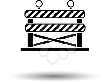 Icon of construction fence. White background with shadow design. Vector illustration.