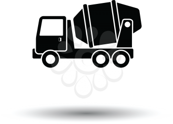 Icon of Concrete mixer truck . White background with shadow design. Vector illustration.