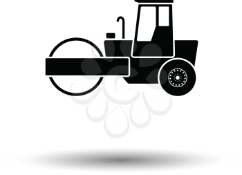 Icon of road roller. White background with shadow design. Vector illustration.