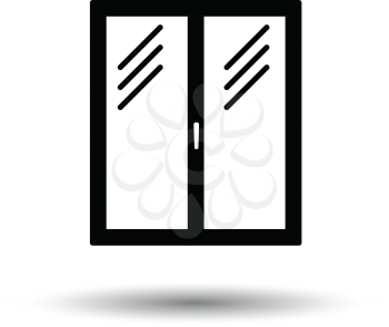 Icon of closed window frame. White background with shadow design. Vector illustration.