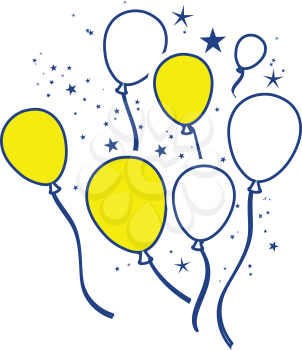 Party balloons and stars icon. Thin line design. Vector illustration.