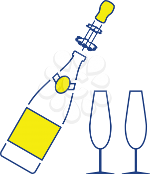 Party champagne and glass icon. Thin line design. Vector illustration.