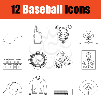 Baseball icon set. Thin Line design. Vector illustration.