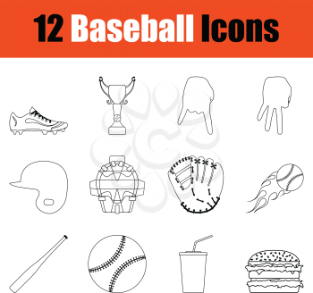 Baseball icon set. Thin Line design. Vector illustration.