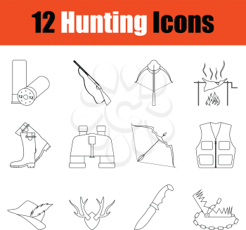Hunting icon set. Thin Line design. Vector illustration.