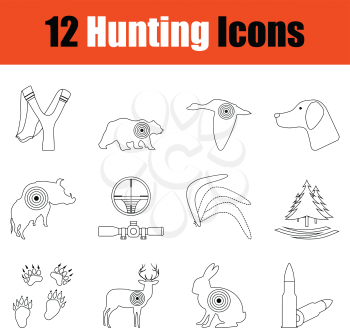 Hunting icon set. Thin Line design. Vector illustration.