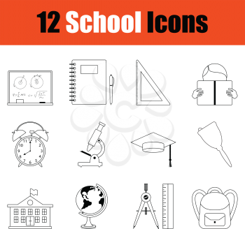 School icon set. Thin Line design. Vector illustration.