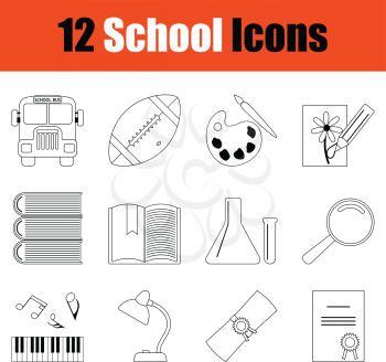 School icon set. Thin Line design. Vector illustration.
