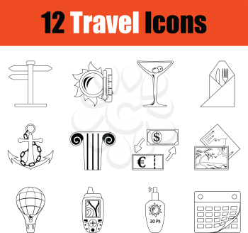 Travel icon set. Thin Line design. Vector illustration.