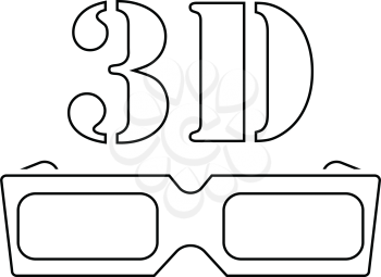 3d goggle icon. Thin line design. Vector illustration.