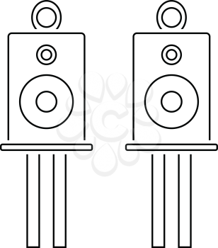 Audio system speakers icon. Thin line design. Vector illustration.