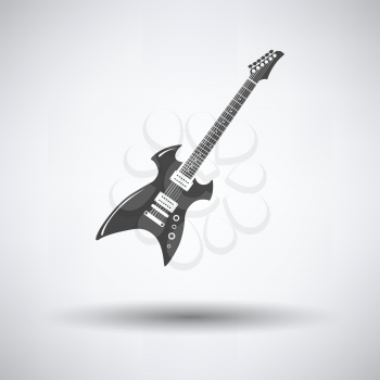 Electric guitar icon on gray background, round shadow. Vector illustration.
