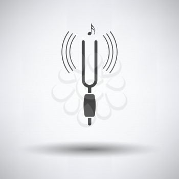 Tuning fork icon on gray background, round shadow. Vector illustration.