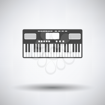 Music synthesizer icon on gray background, round shadow. Vector illustration.