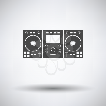 DJ icon on gray background, round shadow. Vector illustration.